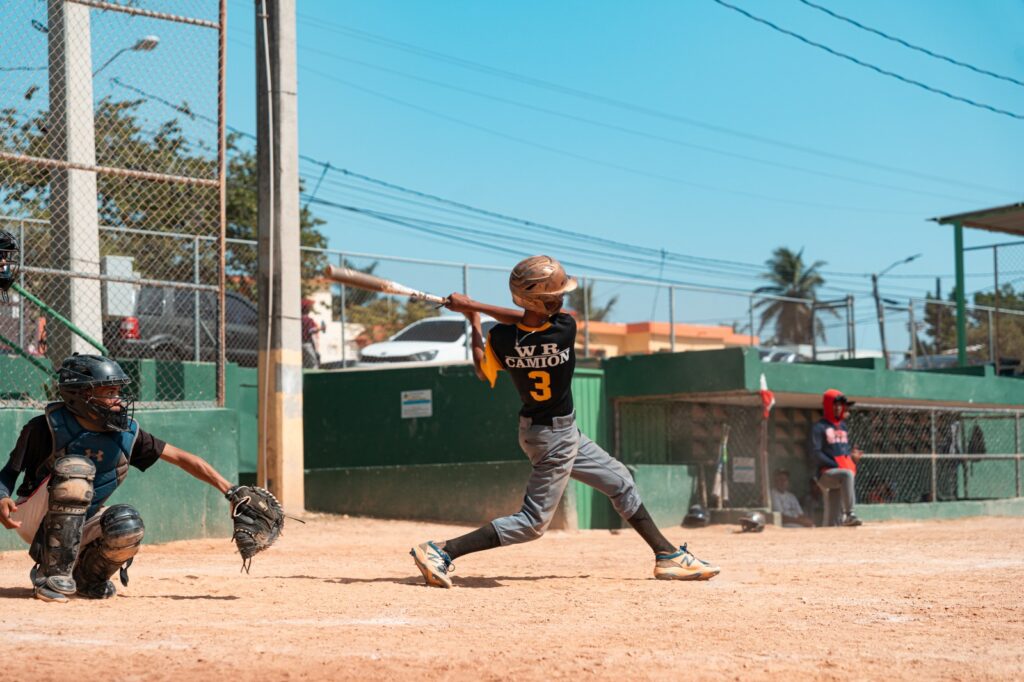 High school baseball players training at Dominican academy